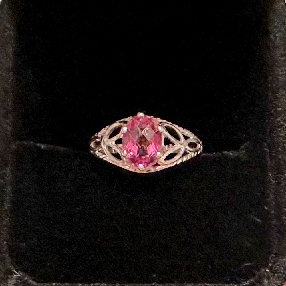Sterling Silver Punk Tourmaline Ring - Size 7